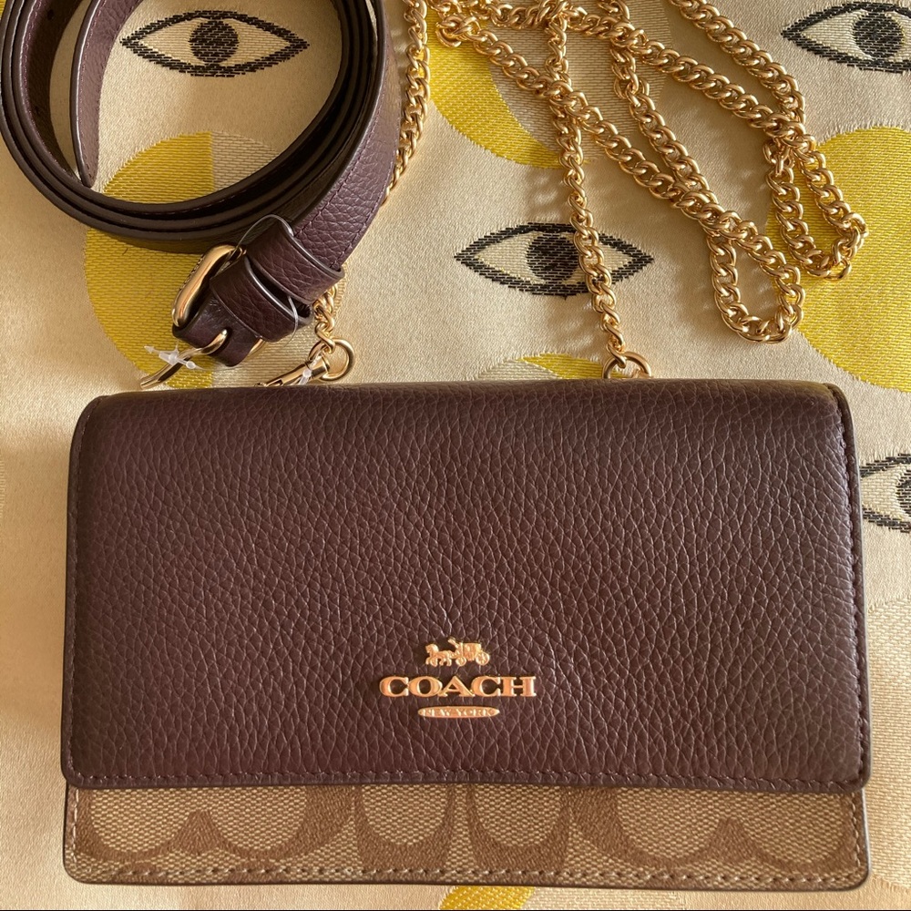 Coach Mini Shoulder Bag in Brown with Gold Hardware